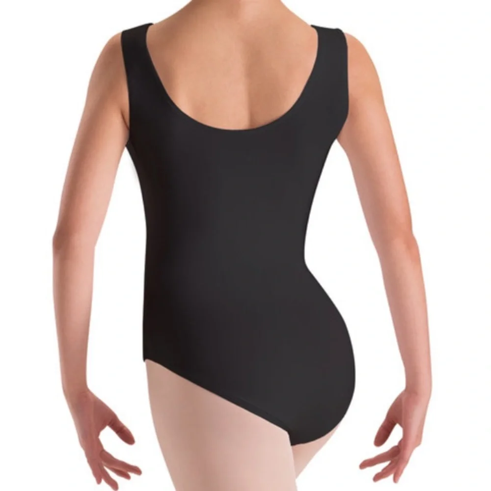 Motionwear Classic Cotton Tank Leotard, Black, Girls Medium